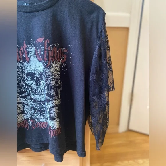 ⚰️⚰️”Death Before Dishonor” lace sleeves tee XL - Picture 6 of 16